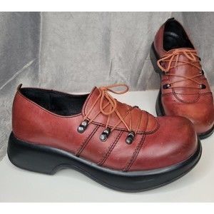 Dansko Shoes Dansko Womens Comfort Clog Tie Lace Up Shoes Red